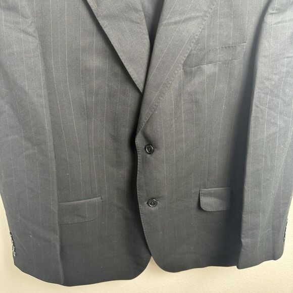 Yves Saint Laurent 100% Wool Pinstripe Sport Coat Blazer Jacket Size 44R Black - Picture 14 of 16